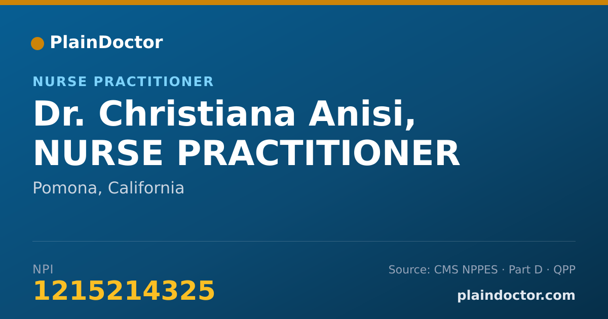 Shareable card for Christiana Anisi, NURSE PRACTITIONER - Nurse Practitioner, Pomona, CA