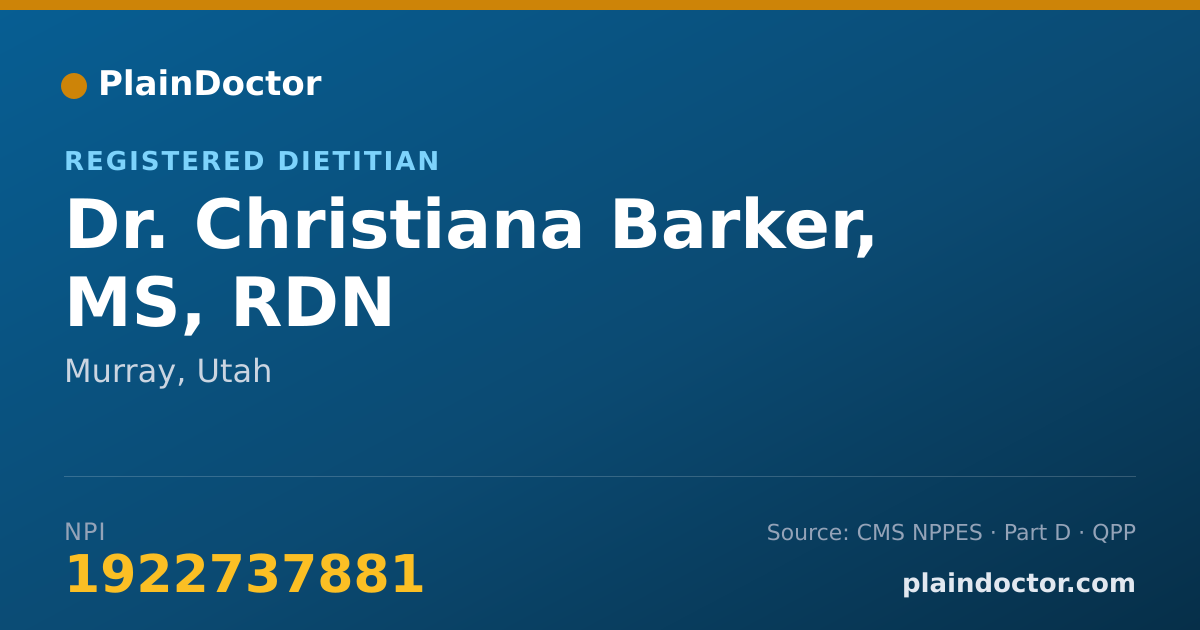 Shareable card for Christiana Barker, MS, RDN - Registered Dietitian, Murray, UT