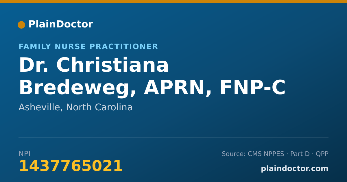 Shareable card for Christiana Bredeweg, APRN, FNP-C - Family Nurse Practitioner, Asheville, NC