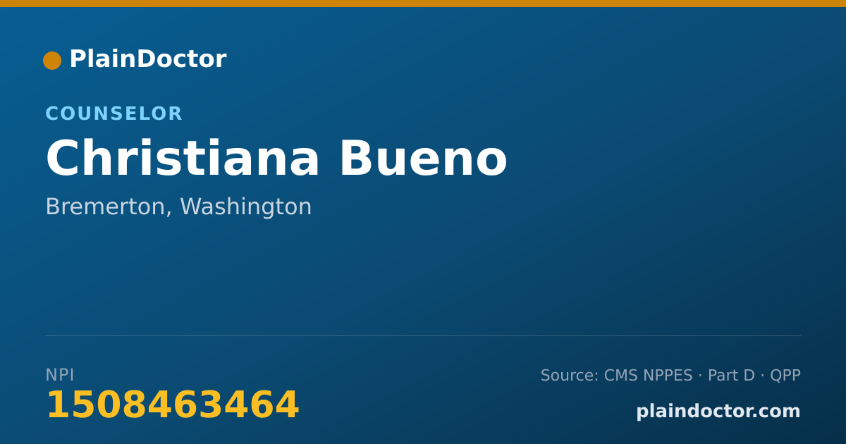 Shareable card for Christiana Bueno - Counselor, Bremerton, WA