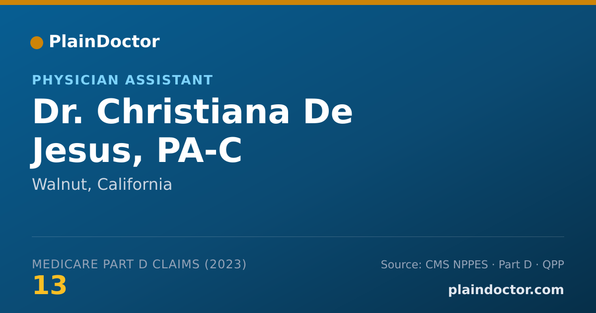 Shareable card for Christiana De Jesus, PA-C - Physician Assistant, Walnut, CA
