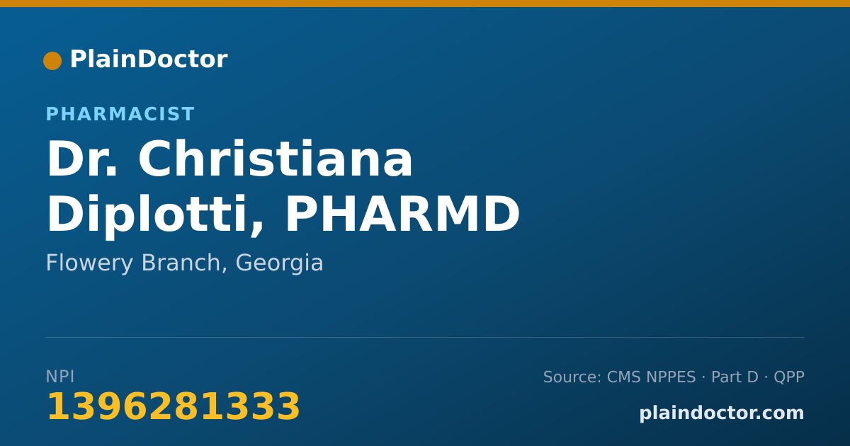 Shareable card for Christiana Diplotti, PHARMD - Pharmacist, Flowery Branch, GA