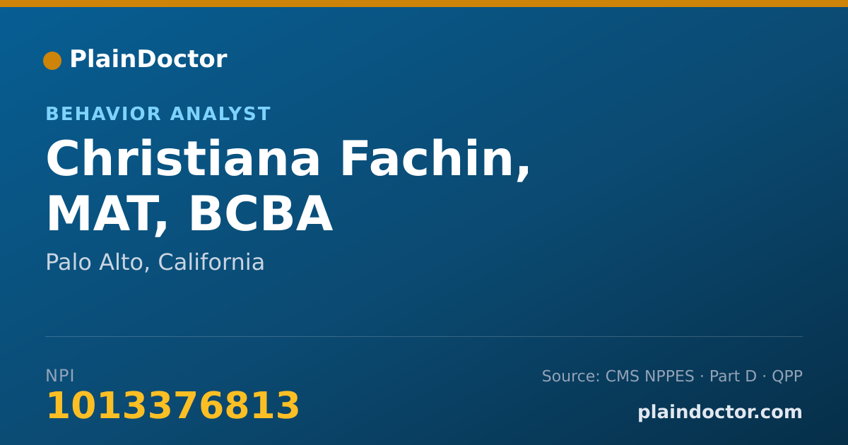 Shareable card for Christiana Fachin, MAT, BCBA - Behavior Analyst, Palo Alto, CA