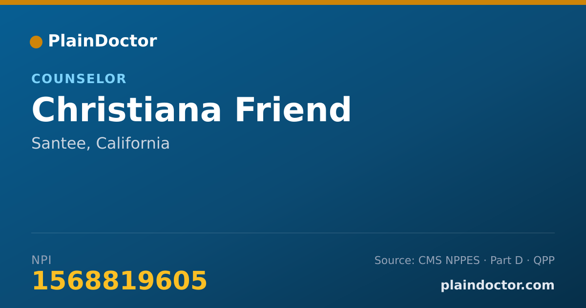 Shareable card for Christiana Friend - Counselor, Santee, CA