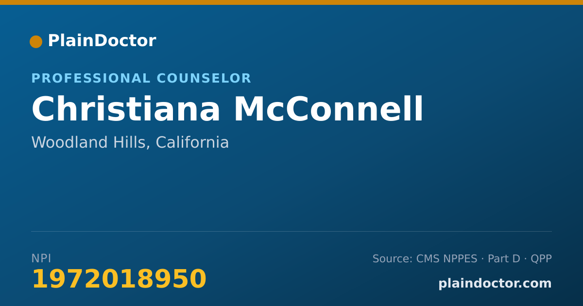 Shareable card for Christiana McConnell - Professional Counselor, Woodland Hills, CA