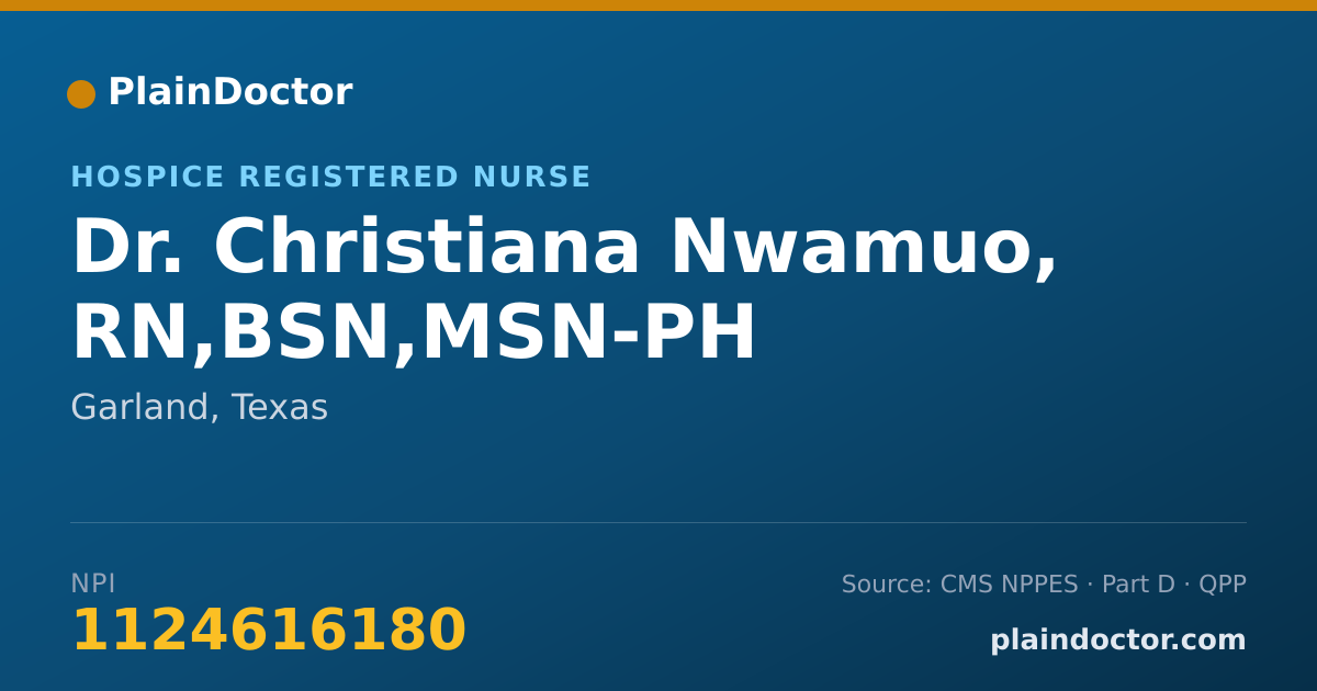 Shareable card for Christiana Nwamuo, RN,BSN,MSN-PH - Hospice Registered Nurse, Garland, TX