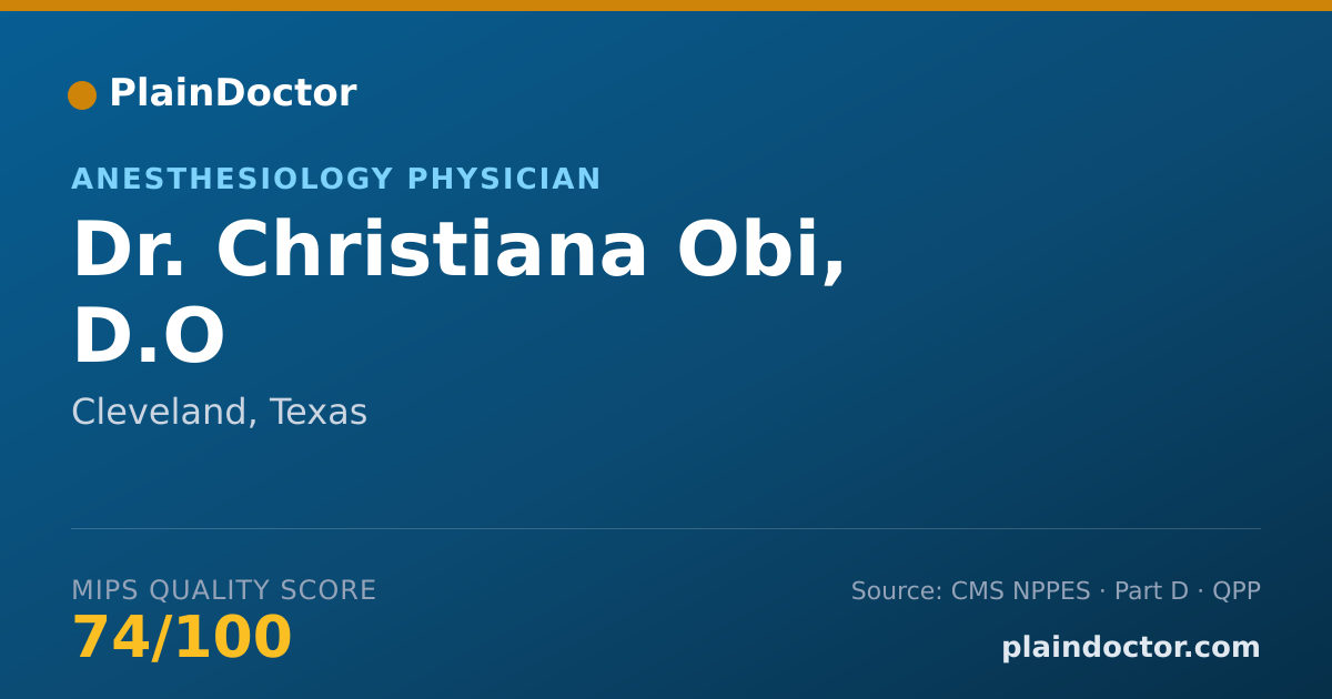 Shareable card for Christiana Obi, D.O - Anesthesiology Physician, Cleveland, TX