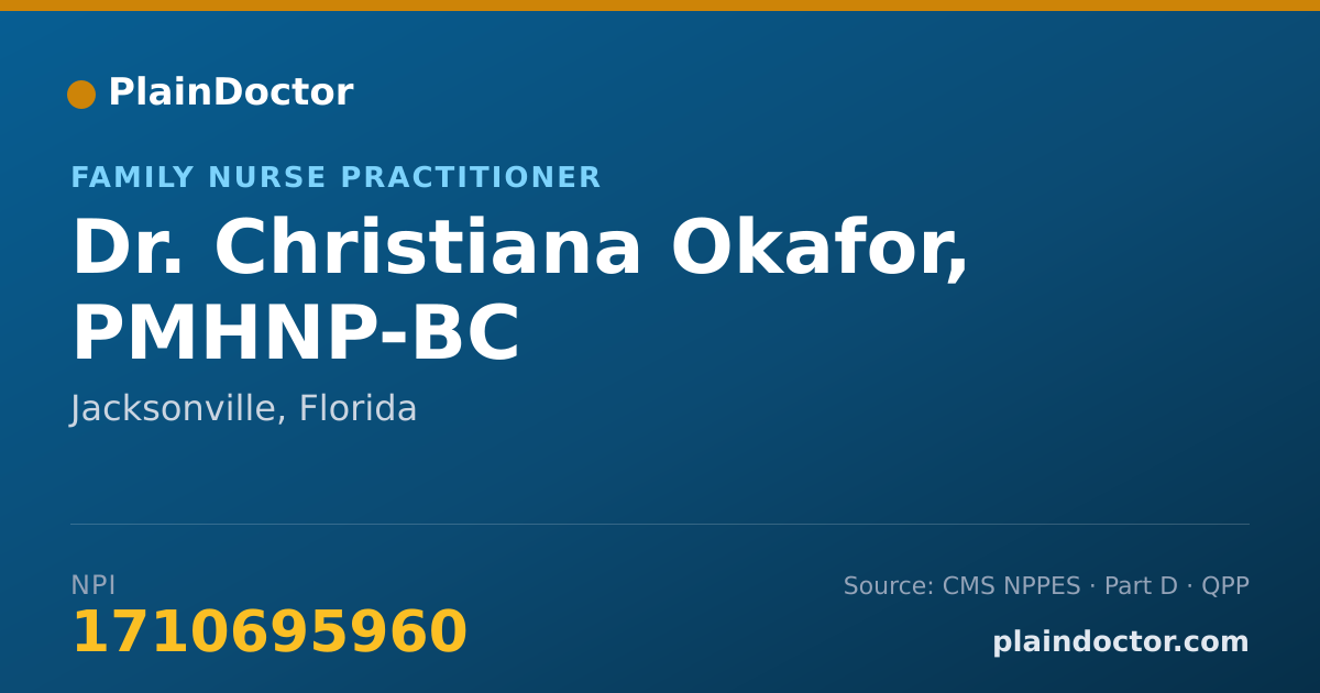 Shareable card for Christiana Okafor, PMHNP-BC - Family Nurse Practitioner, Jacksonville, FL
