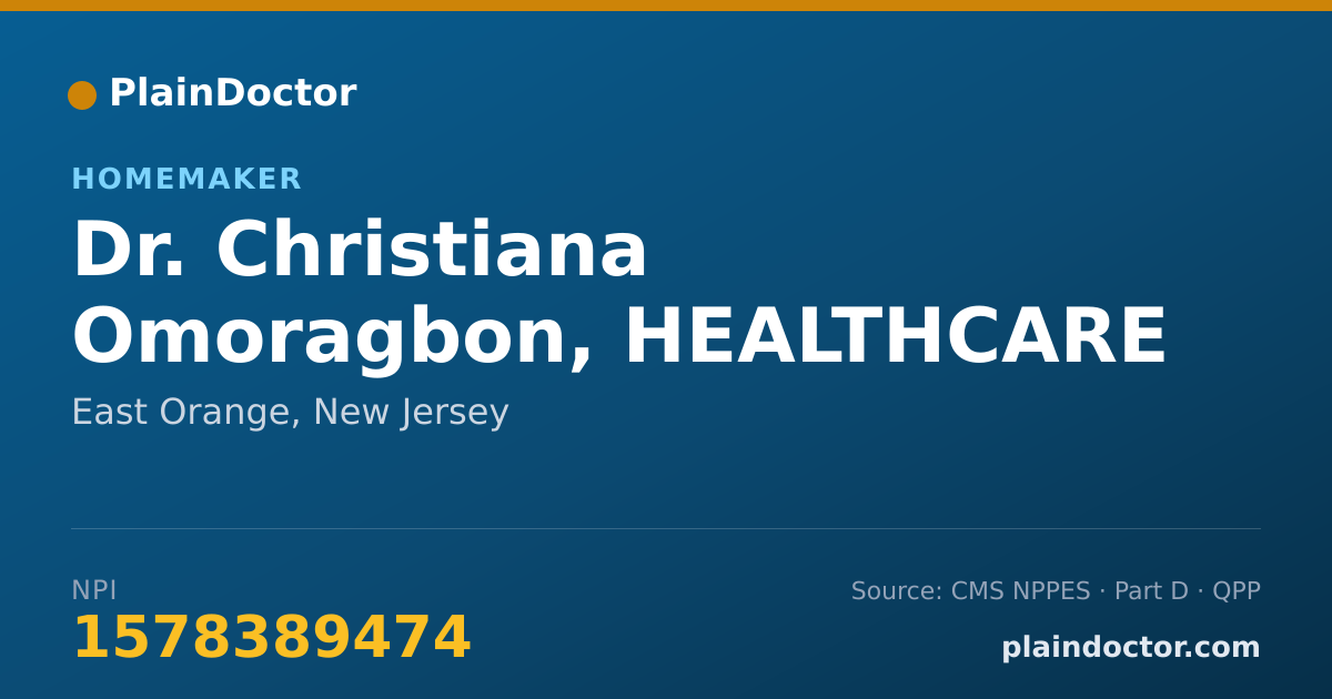 Shareable card for Christiana Omoragbon, HEALTHCARE PROVIDER - Homemaker, East Orange, NJ