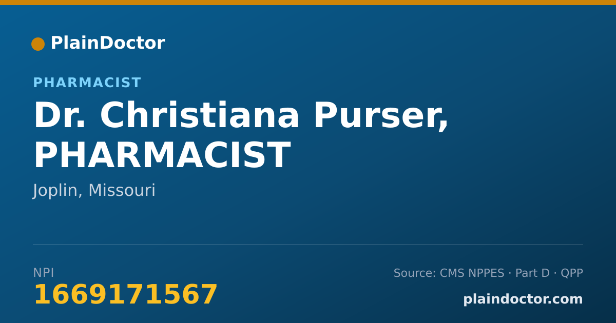 Shareable card for Christiana Purser, PHARMACIST - Pharmacist, Joplin, MO
