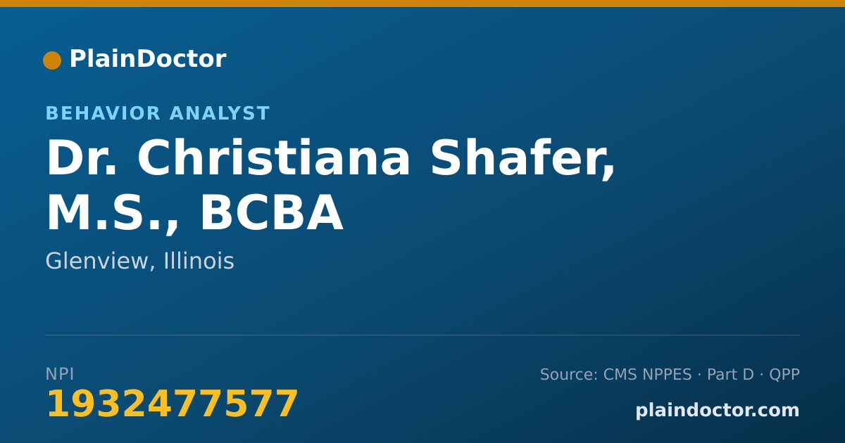 Shareable card for Christiana Shafer, M.S., BCBA - Behavior Analyst, Glenview, IL