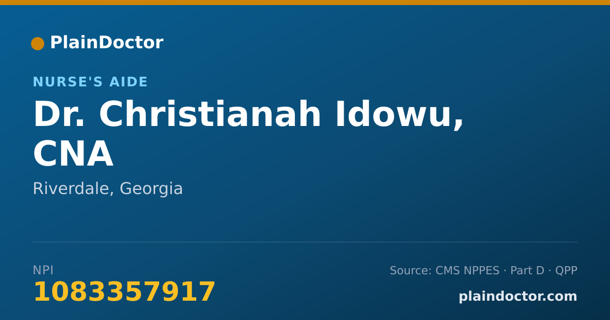 Shareable card for Christianah Idowu, CNA - Nurse's Aide, Riverdale, GA