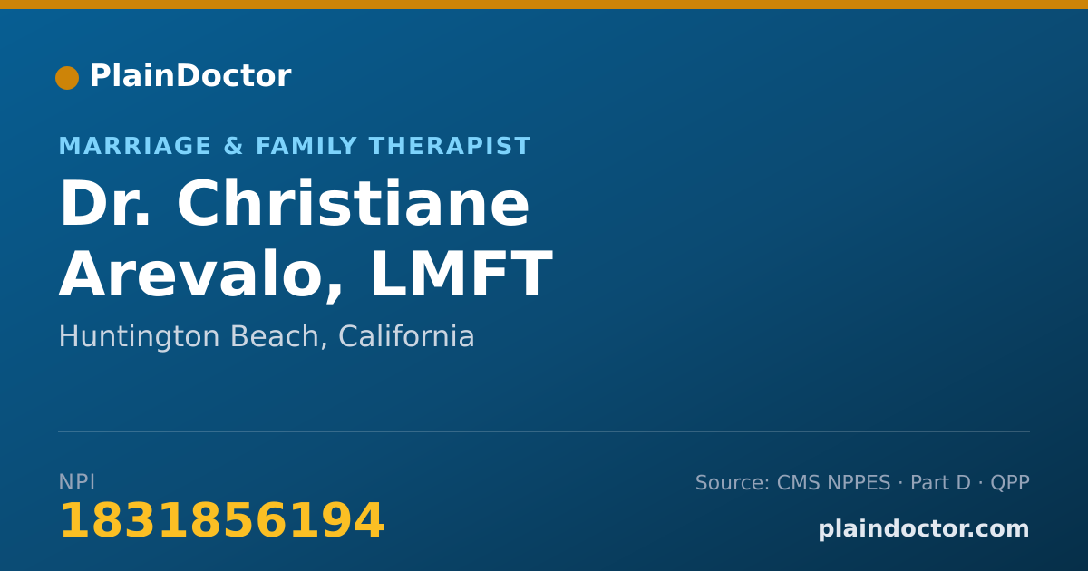 Shareable card for Christiane Arevalo, LMFT - Marriage & Family Therapist, Huntington Beach, CA