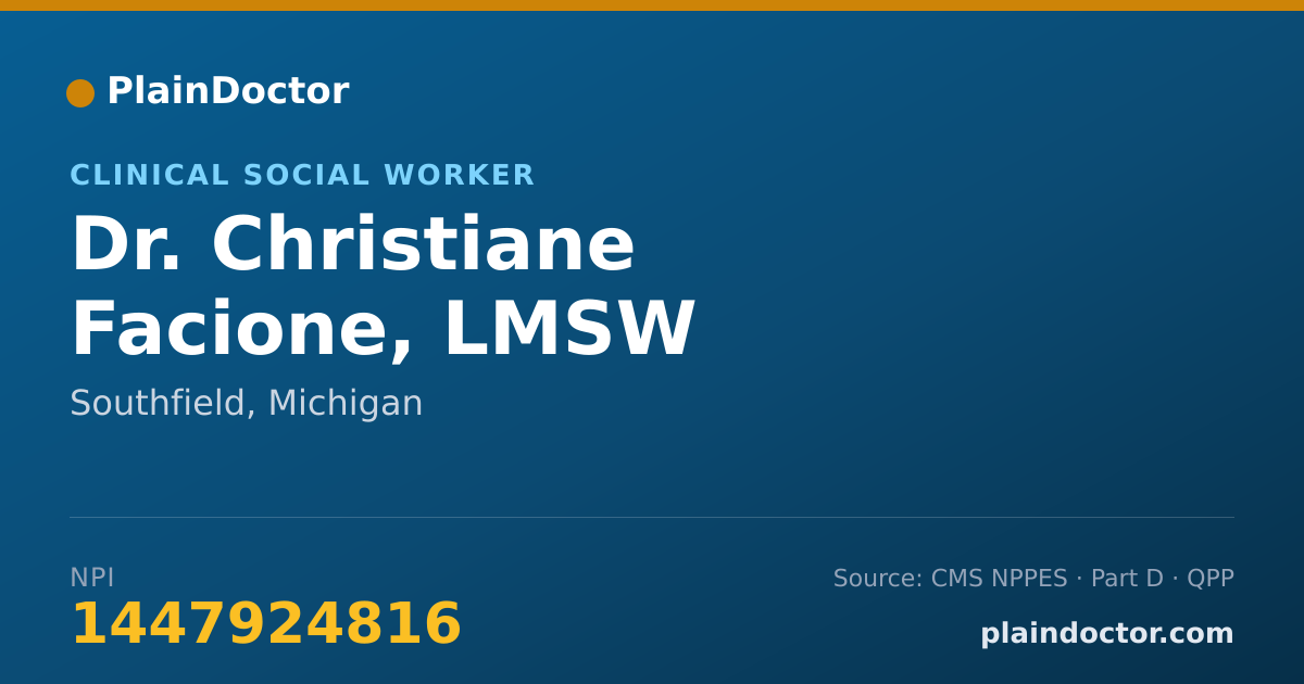 Shareable card for Christiane Facione, LMSW - Clinical Social Worker, Southfield, MI