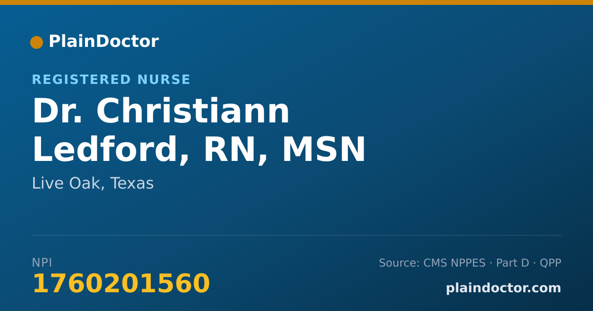 Shareable card for Christiann Ledford, RN, MSN - Registered Nurse, Live Oak, TX