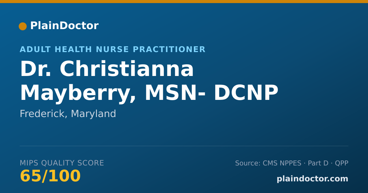 Shareable card for Christianna Mayberry, MSN- DCNP - Adult Health Nurse Practitioner, Frederick, MD