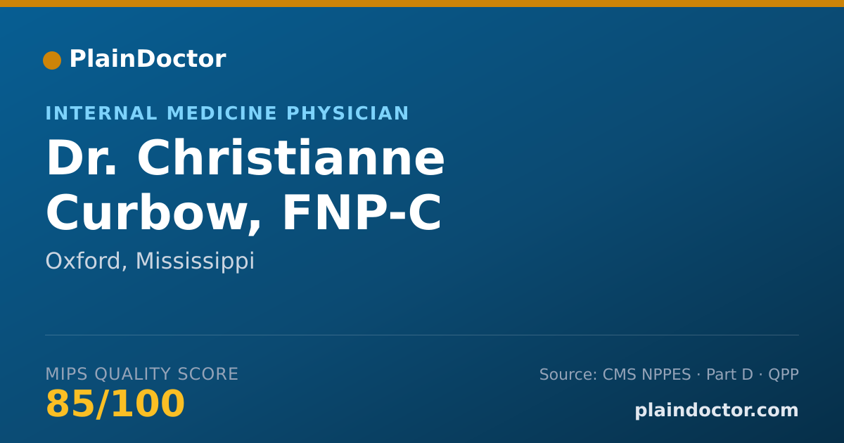 Shareable card for Christianne Curbow, FNP-C - Internal Medicine Physician, Oxford, MS