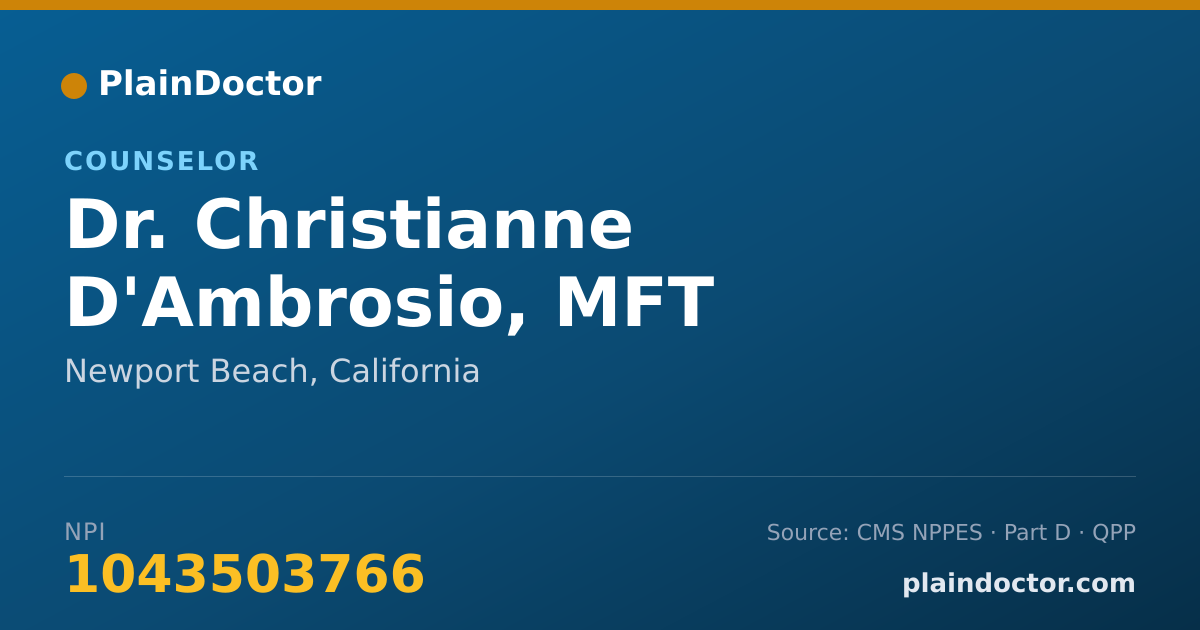 Shareable card for Christianne D'Ambrosio, MFT - Counselor, Newport Beach, CA