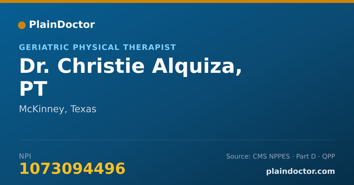 Shareable card for Christie Alquiza, PT - Geriatric Physical Therapist, McKinney, TX