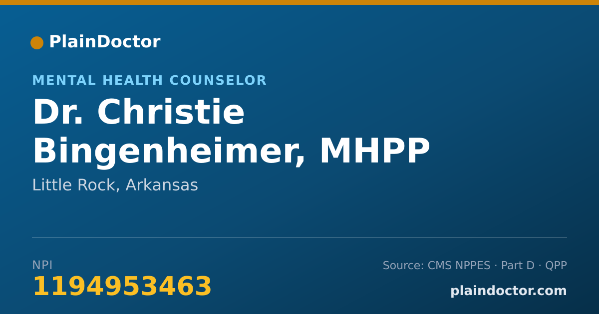 Shareable card for Christie Bingenheimer, MHPP - Mental Health Counselor, Little Rock, AR