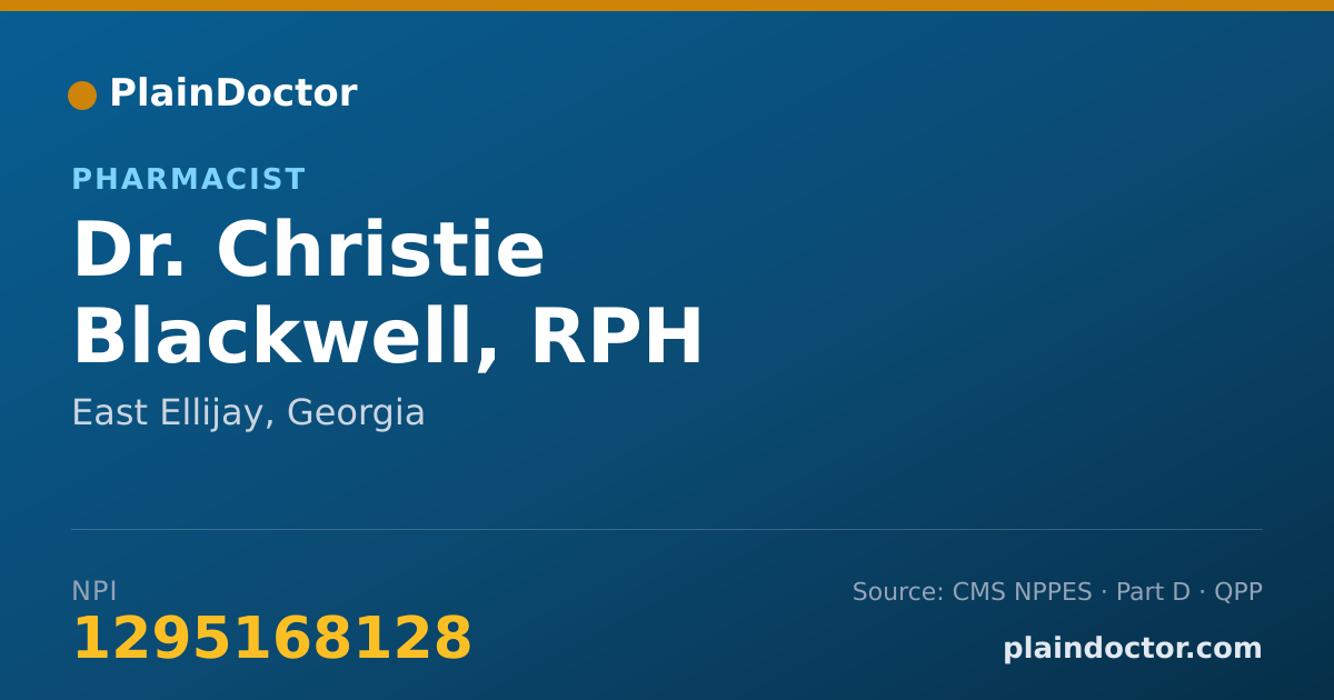 Shareable card for Christie Blackwell, RPH - Pharmacist, East Ellijay, GA