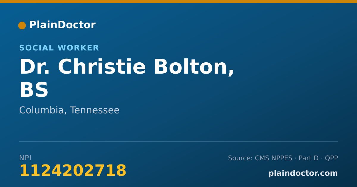 Shareable card for Christie Bolton, BS - Social Worker, Columbia, TN