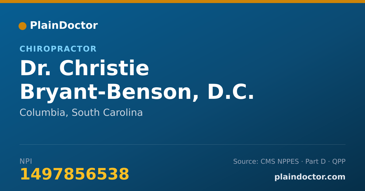 Shareable card for Christie Bryant-Benson, D.C. - Chiropractor, Columbia, SC