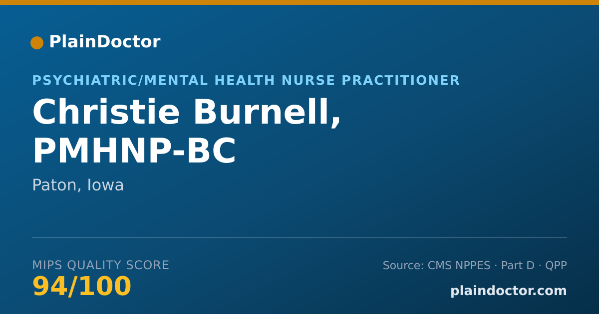 Shareable card for Christie Burnell, PMHNP-BC - Psychiatric/Mental Health Nurse Practitioner, Paton, IA