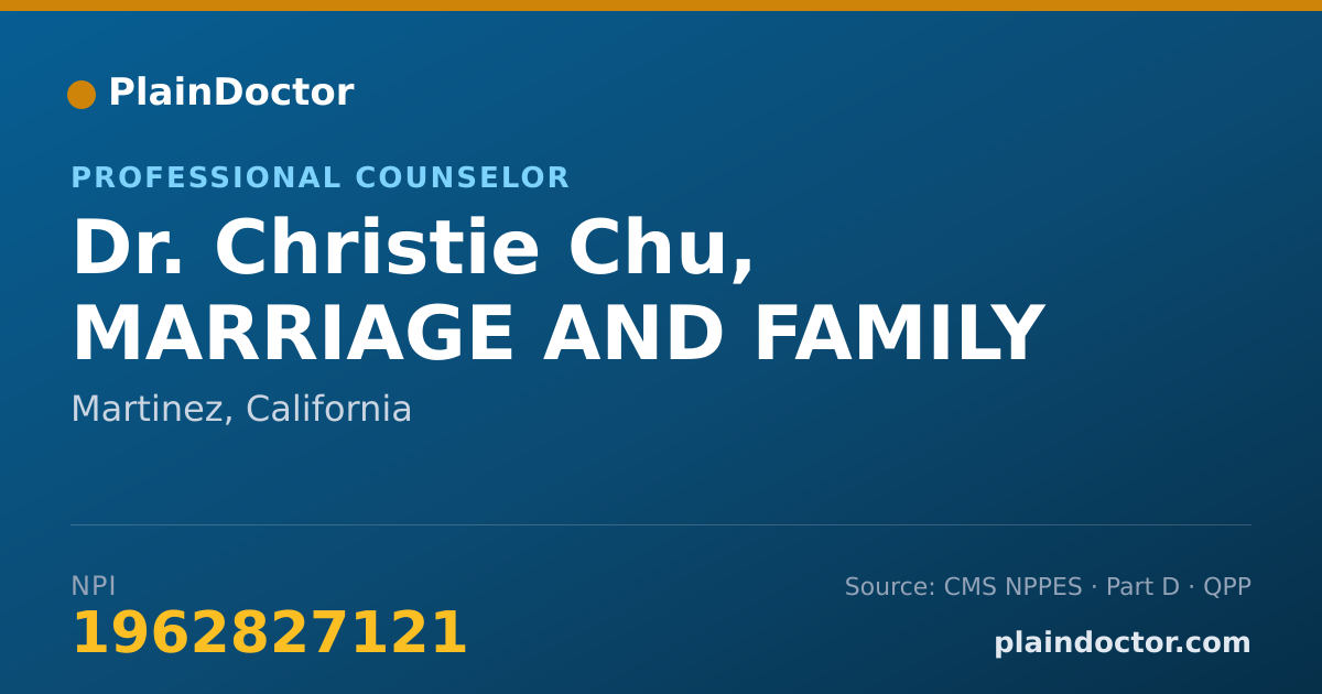 Shareable card for Christie Chu, MARRIAGE AND FAMILY - Professional Counselor, Martinez, CA