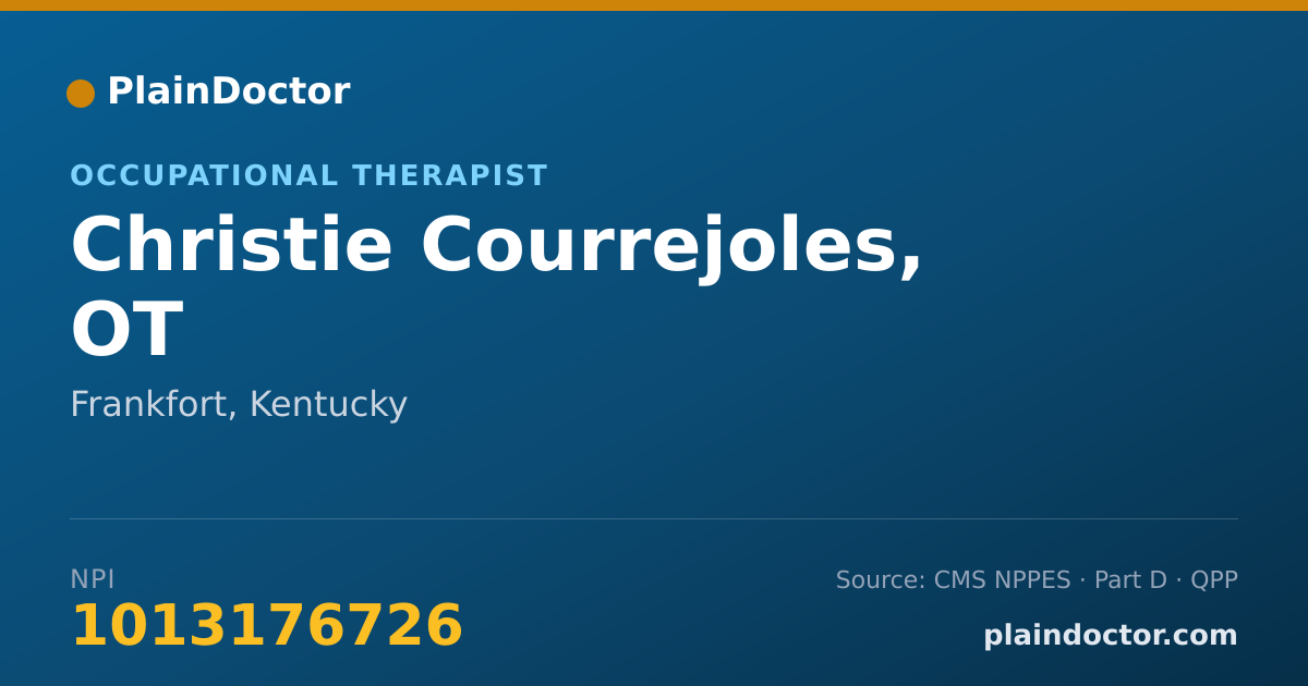 Shareable card for Christie Courrejoles, OT - Occupational Therapist, Frankfort, KY