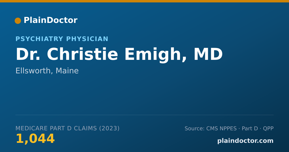 Shareable card for Christie Emigh, MD - Psychiatry Physician, Ellsworth, ME