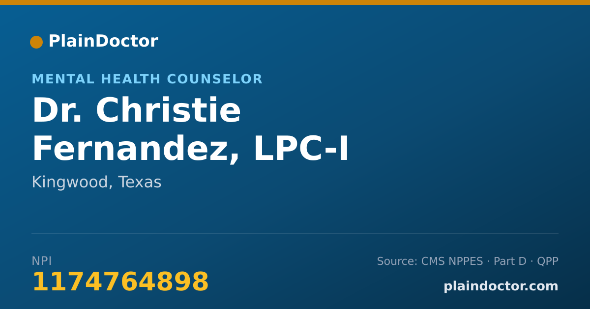 Shareable card for Christie Fernandez, LPC-I - Mental Health Counselor, Kingwood, TX