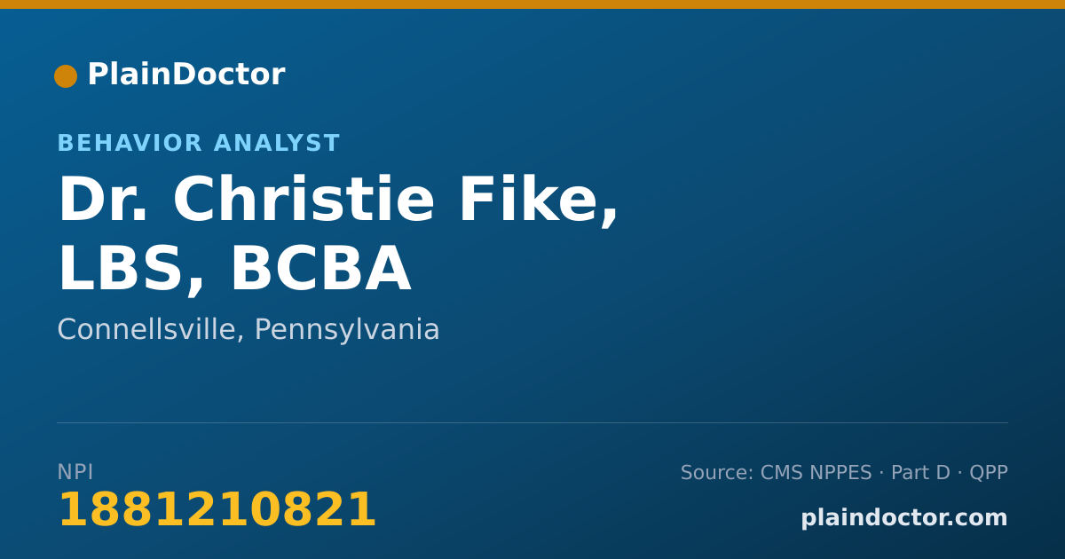 Shareable card for Christie Fike, LBS, BCBA - Behavior Analyst, Connellsville, PA