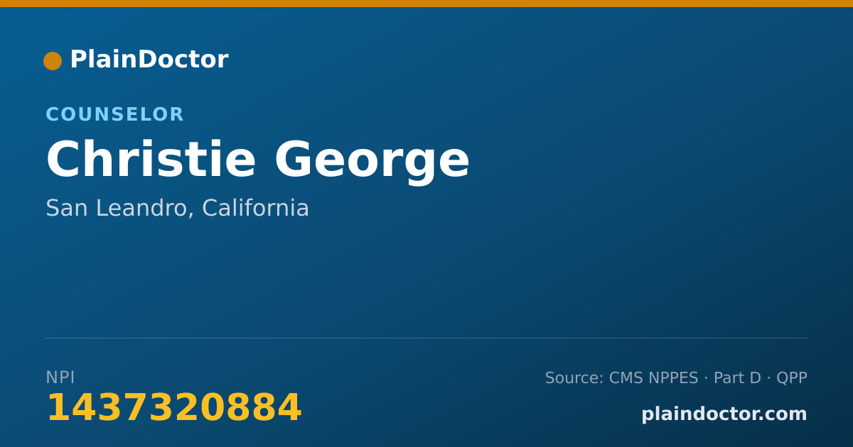 Shareable card for Christie George - Counselor, San Leandro, CA