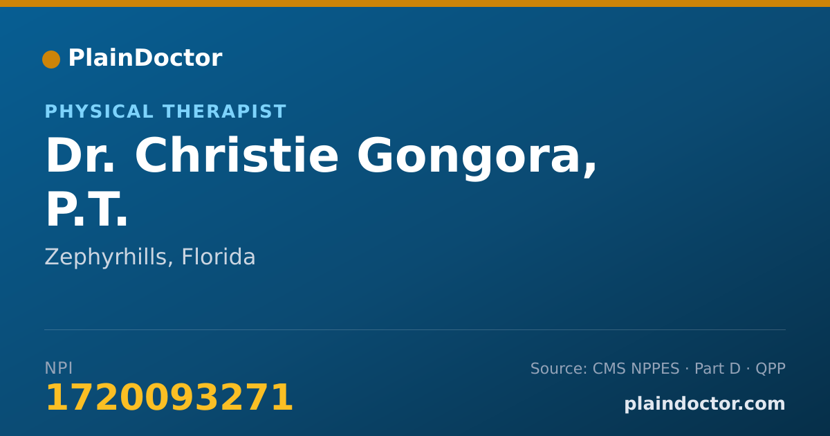 Shareable card for Christie Gongora, P.T. - Physical Therapist, Zephyrhills, FL