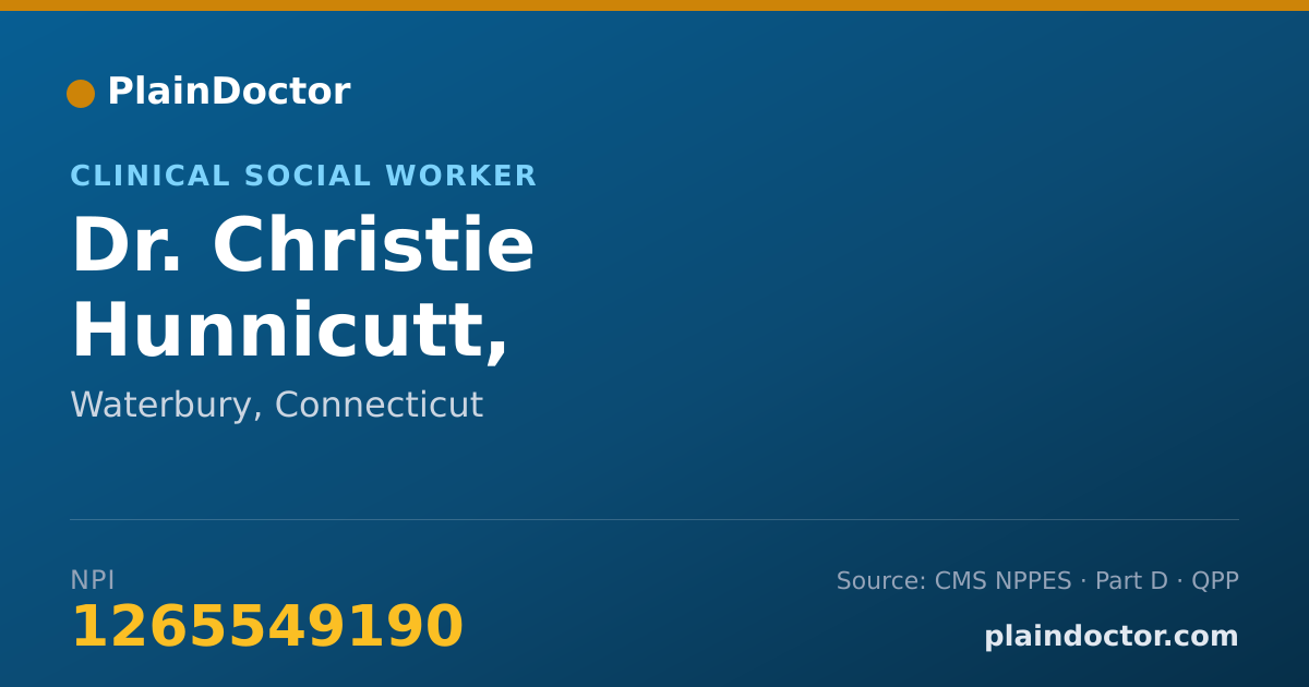Shareable card for Christie Hunnicutt, PHD,LCSW,MSW,BSW - Clinical Social Worker, Waterbury, CT