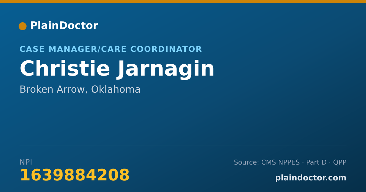 Shareable card for Christie Jarnagin - Case Manager/Care Coordinator, Broken Arrow, OK