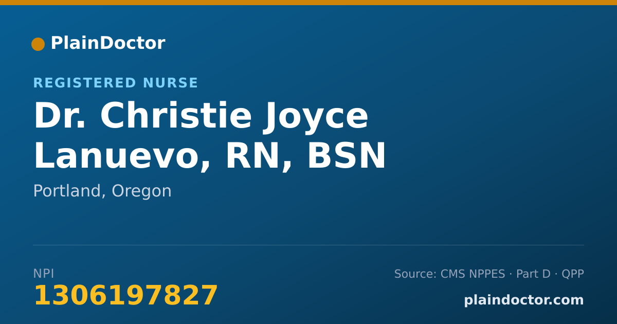 Shareable card for Christie Joyce Lanuevo, RN, BSN - Registered Nurse, Portland, OR