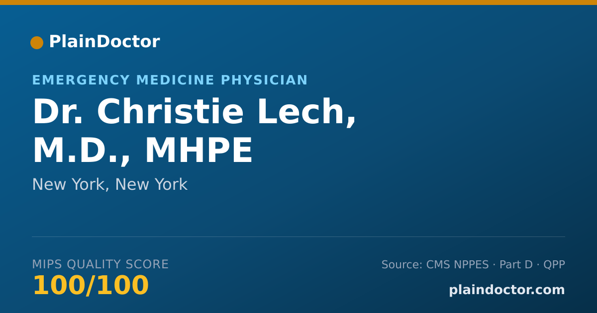 Shareable card for Christie Lech, M.D., MHPE - Emergency Medicine Physician, New York, NY