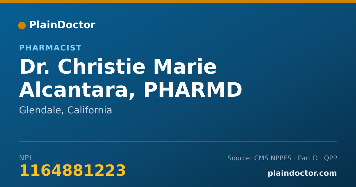 Shareable card for Christie Marie Alcantara, PHARMD - Pharmacist, Glendale, CA