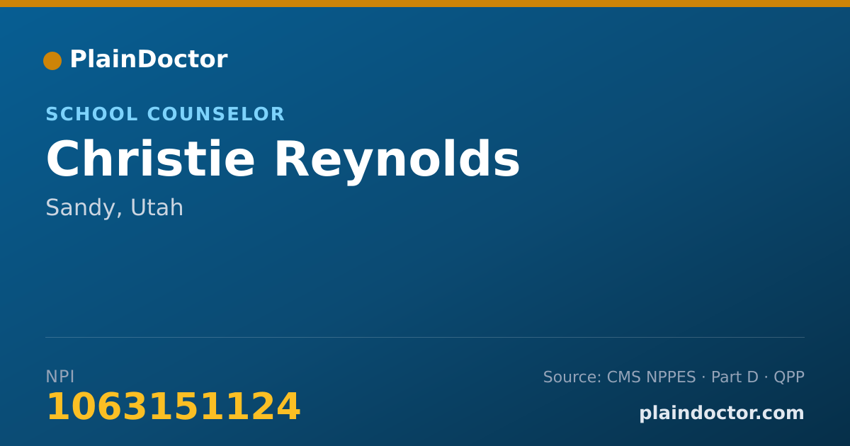 Shareable card for Christie Reynolds - School Counselor, Sandy, UT