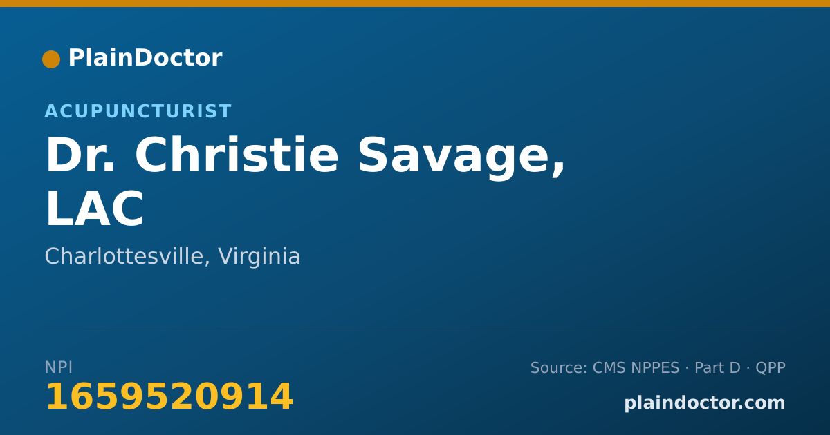 Shareable card for Christie Savage, LAC - Acupuncturist, Charlottesville, VA