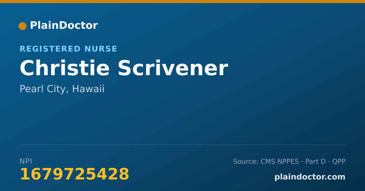 Shareable card for Christie Scrivener - Registered Nurse, Pearl City, HI