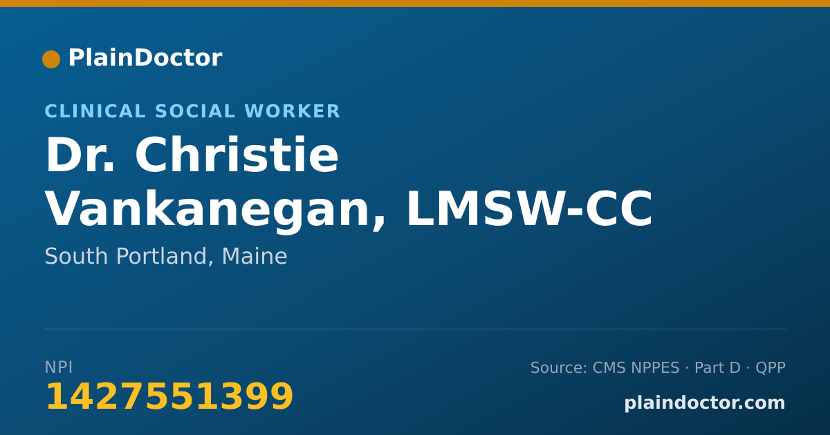 Shareable card for Christie Vankanegan, LMSW-CC - Clinical Social Worker, South Portland, ME