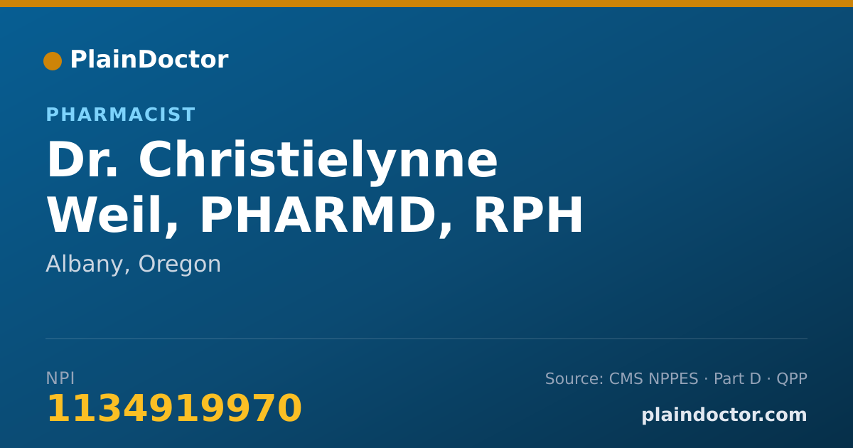 Shareable card for Christielynne Weil, PHARMD, RPH - Pharmacist, Albany, OR