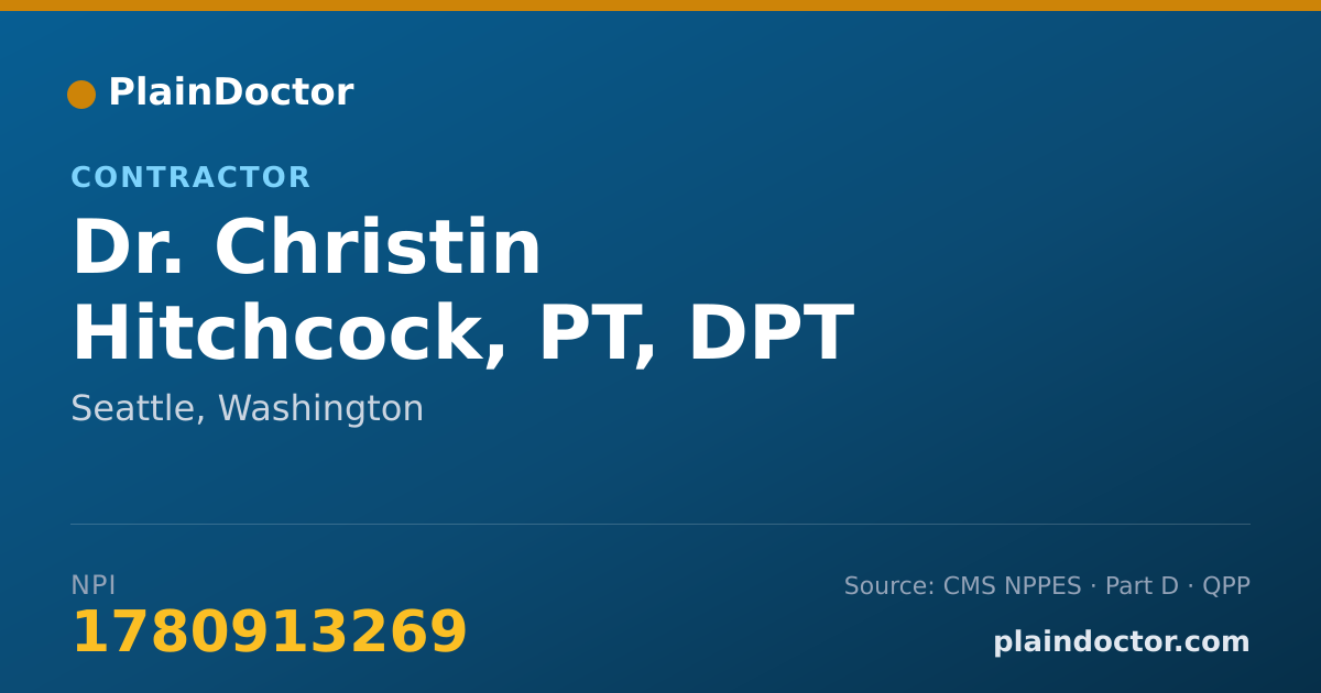 Shareable card for Christin Hitchcock, PT, DPT - Contractor, Seattle, WA