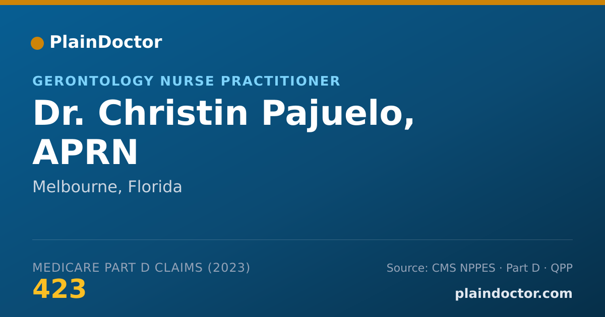 Shareable card for Christin Pajuelo, APRN - Gerontology Nurse Practitioner, Melbourne, FL