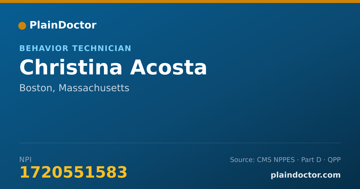 Shareable card for Christina Acosta - Behavior Technician, Boston, MA