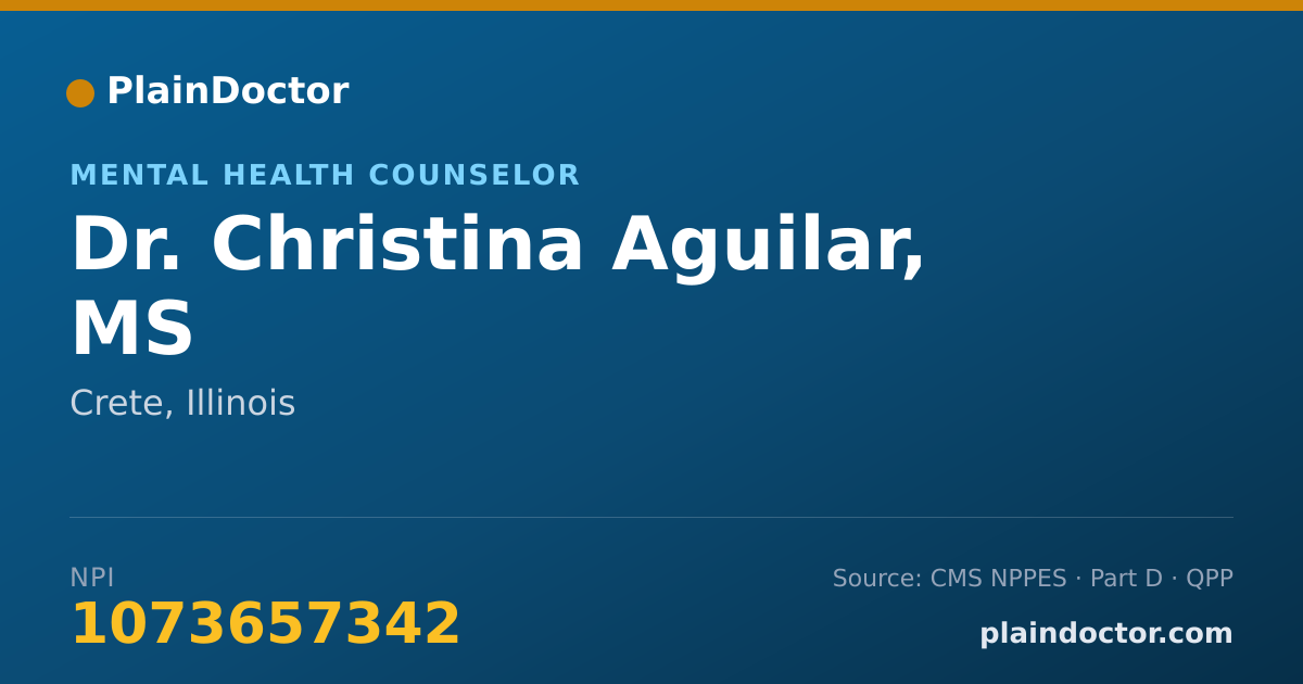 Shareable card for Christina Aguilar, MS - Mental Health Counselor, Crete, IL