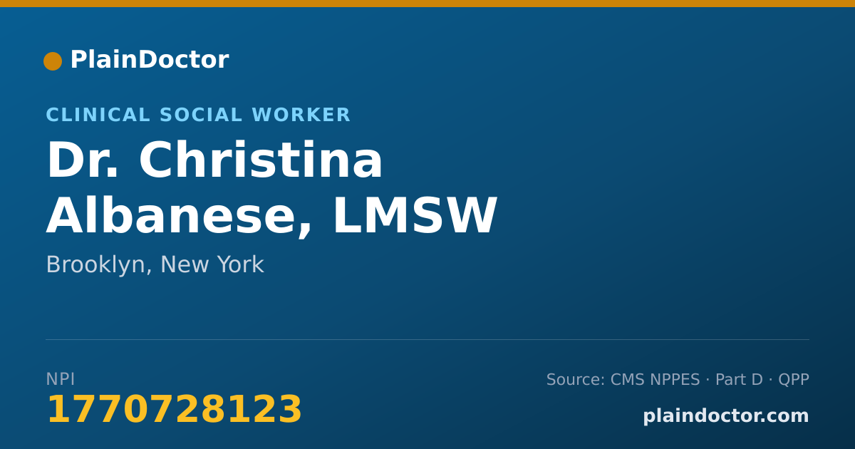 Shareable card for Christina Albanese, LMSW - Clinical Social Worker, Brooklyn, NY